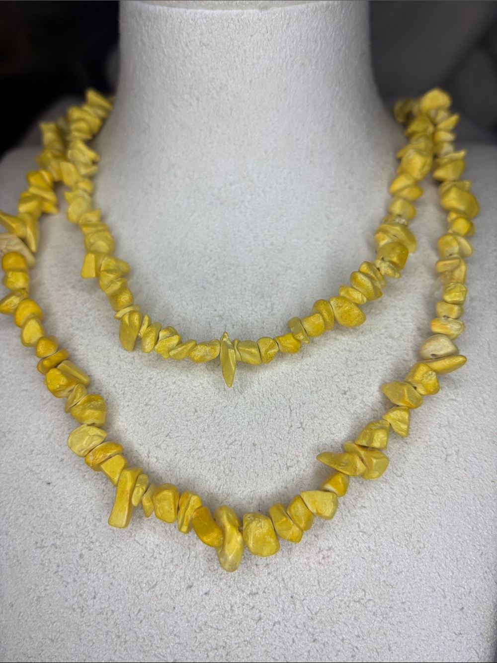 Yellow Dyed Stone Chip Pullover necklace
